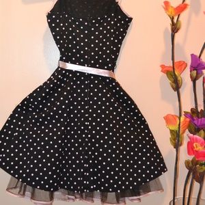 BLACK AND PINK POLKA DOT WITH TULLE